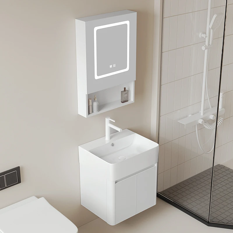 Curved small unit wash basin, honeycomb wash basin cabinet, combined bathroom cabinet