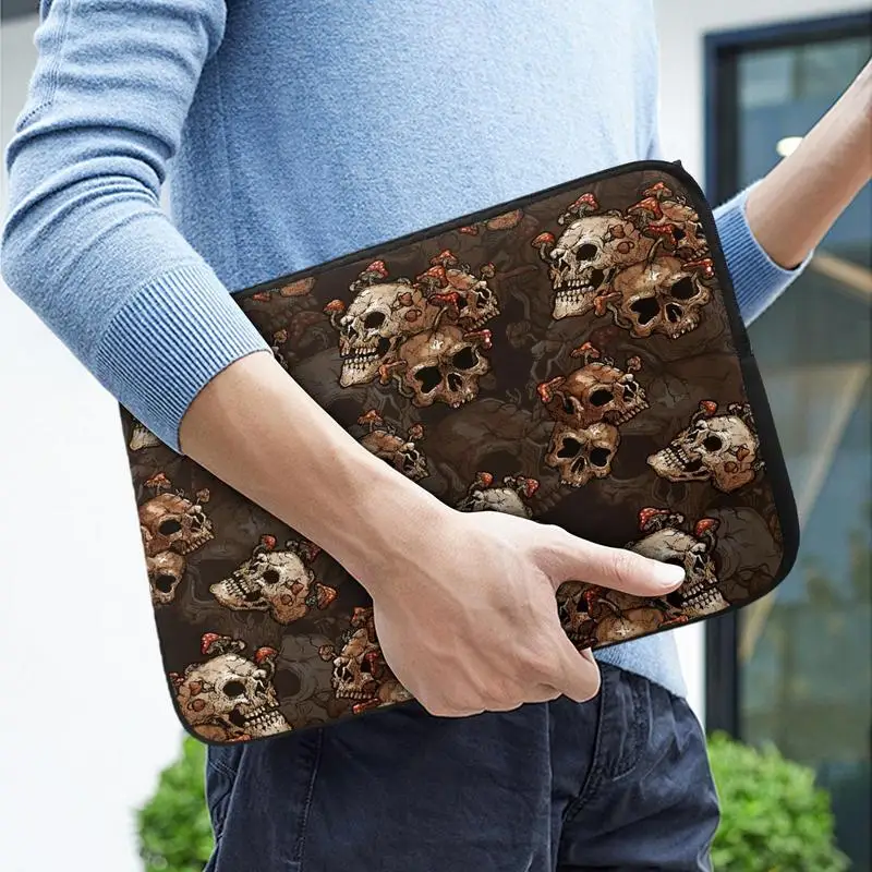 Чехол для ноутбука 15 дюймов с черепом, водонепроницаемый чехол для ноутбука, портативный портфель для компьютера для женщин и мужчин
