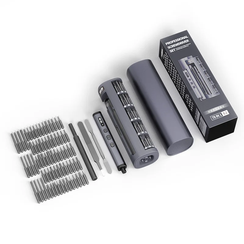 78 in 1 electric screwdriver with square tube design rechargeable and compact for DIY home tasks with rotating storage box