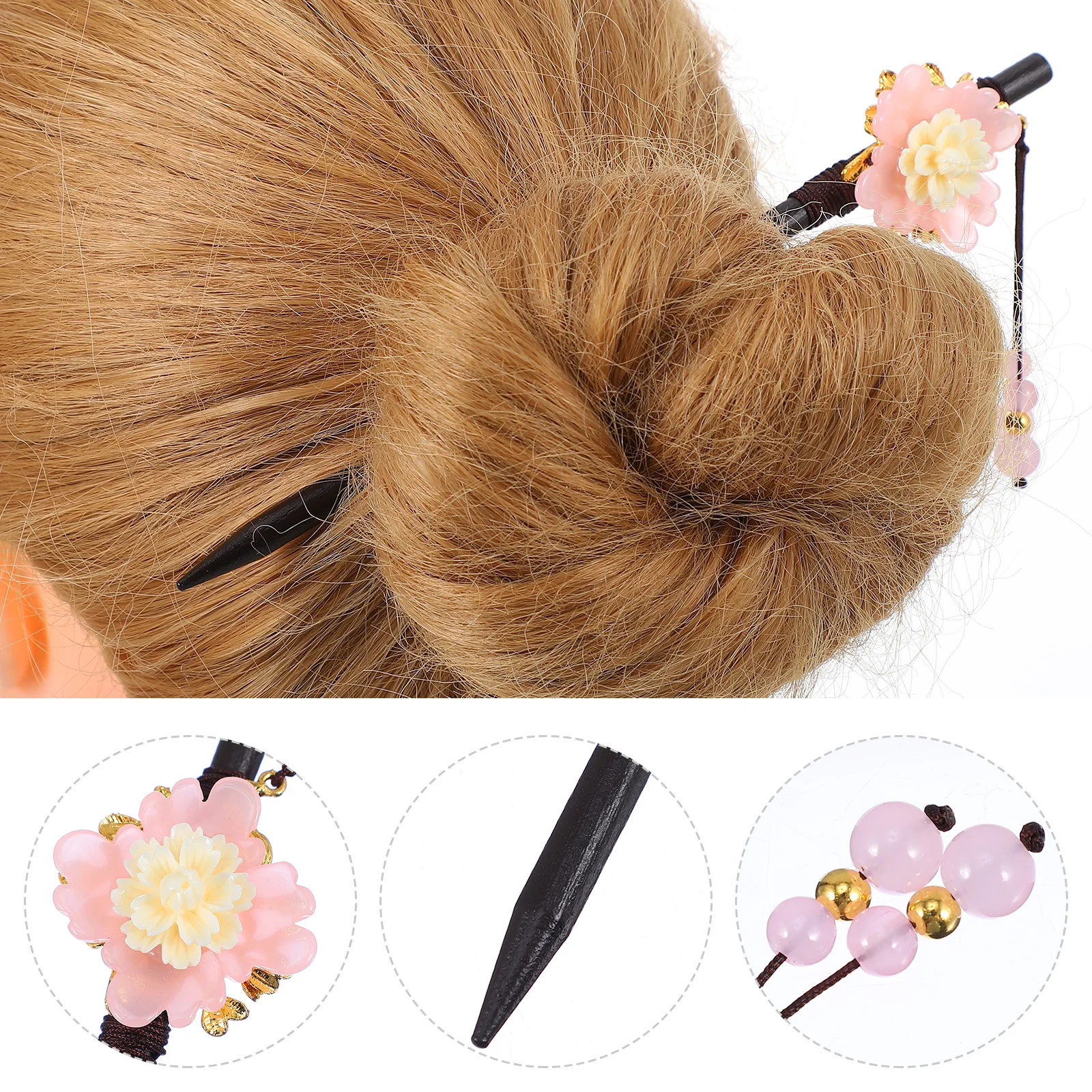 

Luxury Powder Jade Hairpin Handmade Ancient Customs Retro Headdress Hanfu Accessory Durable Alloy Decorative Hair Stick For
