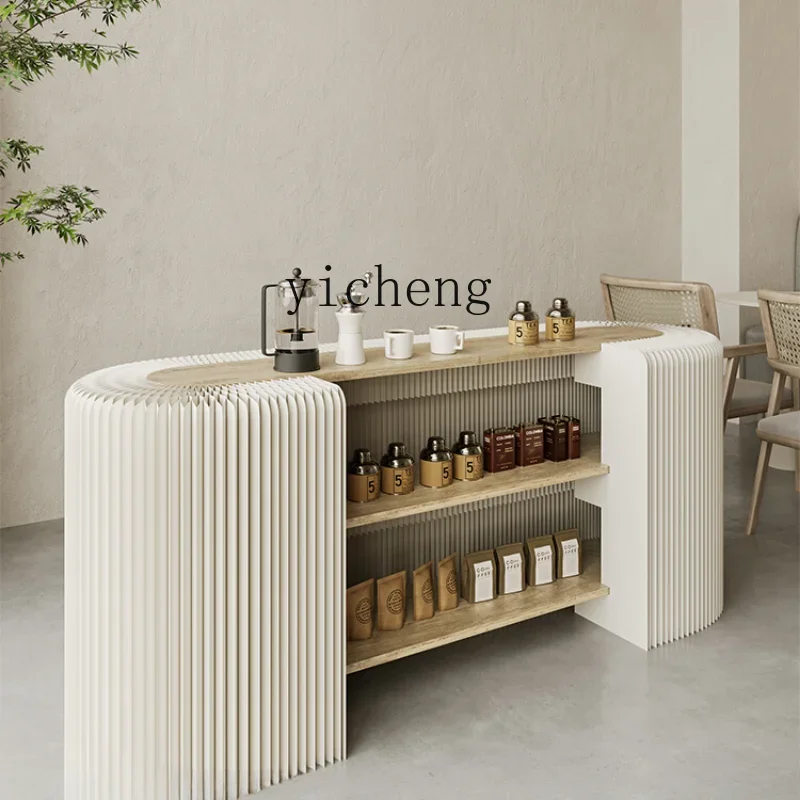 

ZF Welcome Reception Desk Exhibition Mobile Bar Counter Storage Cabinet Folding Reception Table Multi-Layer Storage Rack