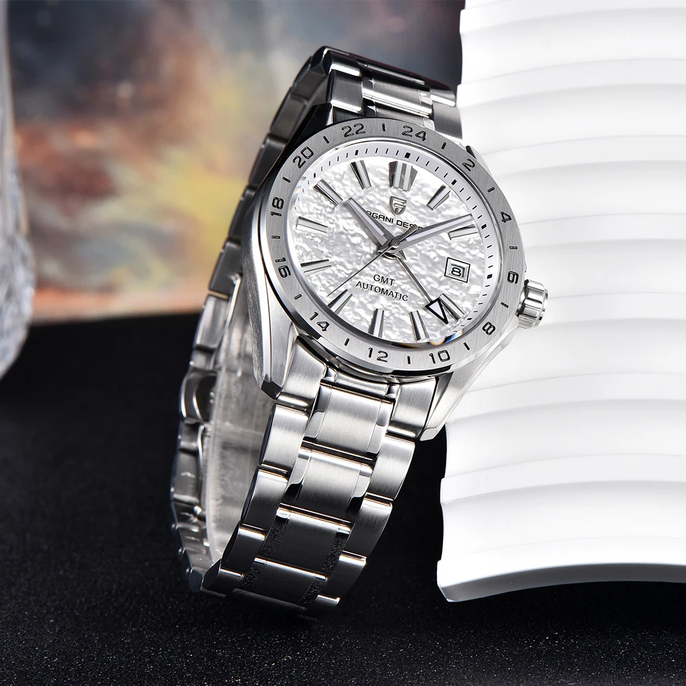 جديد PAGANI DESIGN 40 مللي متر ساعة ميكانيكية للرجال توب زجاج الياقوت GMT ساعة أوتوماتيكية للرجال 100 متر مقاومة للماء