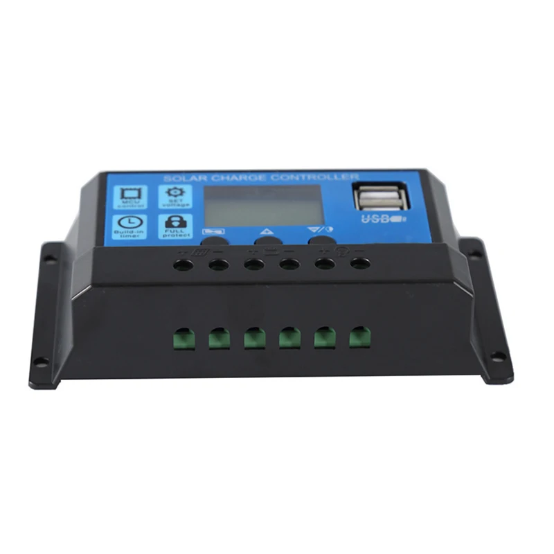Controlador de carga solar automático, 60A/50A/40A/30A/20A/10A, 12V, 24V, controladores PWM, LCD, USB dual, 5V, salida de regulador de panel solar, PV