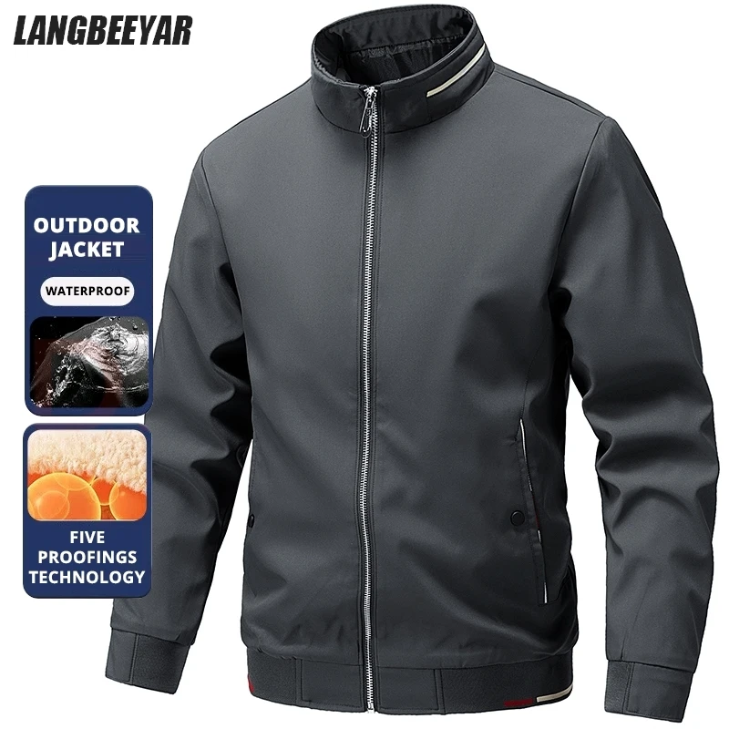 

Top Grade Stand Collar New Brand Casual Fashion Spring Autumn Men Thin Waterproof Breathable Jacket Hooded Windbreaker Coats