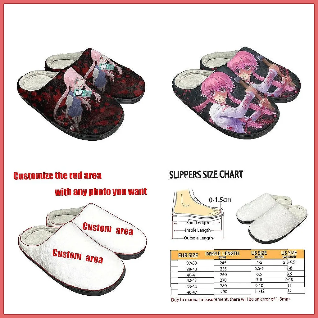 

Hot Gasai Yuno Plush Indoor Slippers for Men & Women, Warm Winter Bedroom Shoes, Cozy Home Non-Slip Sandals