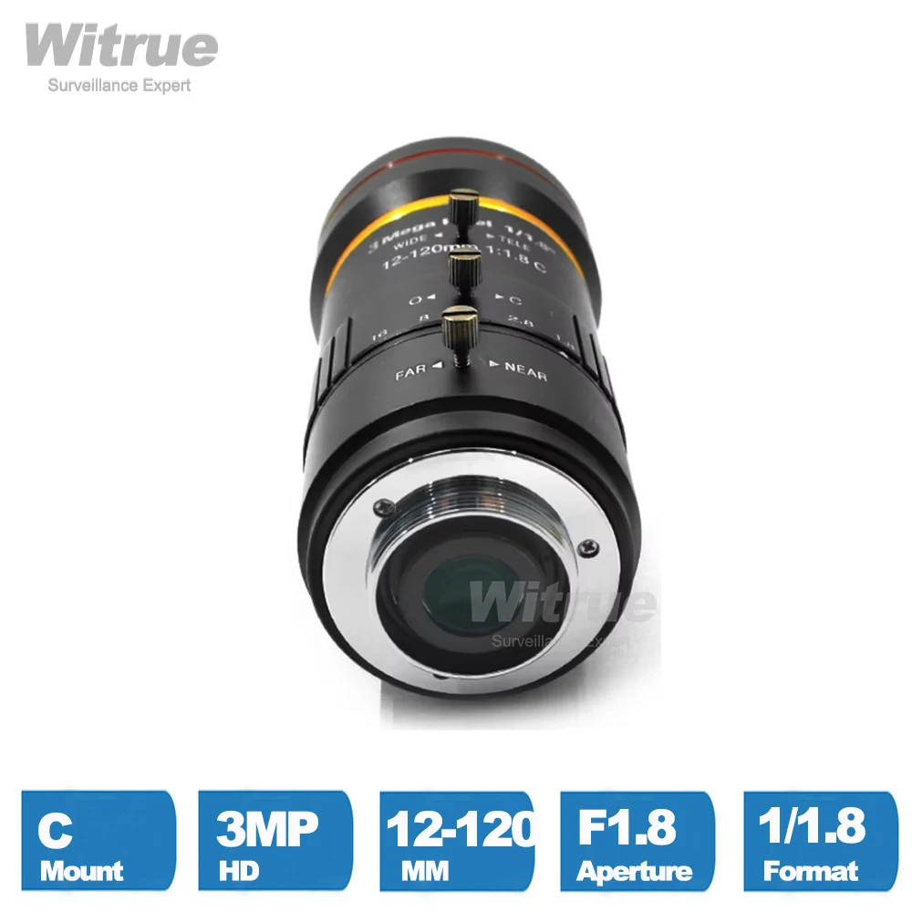 Obiektyw Witrue Vifocal 3 megapiksele 12-120 mm z ręczną przysłoną 1/1,8" z mocowaniem C do kamer IP Niskie zniekształcenia — zdjęcie 6