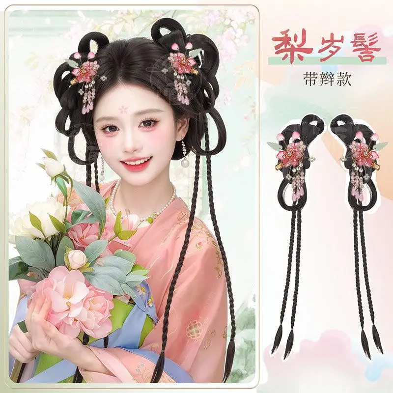 Elegant Pre-styled Synthetic Hairpiece, Integrated Claw Clip Chignon for Hanfu Qipao Photoshoot Styling Hair Accessories