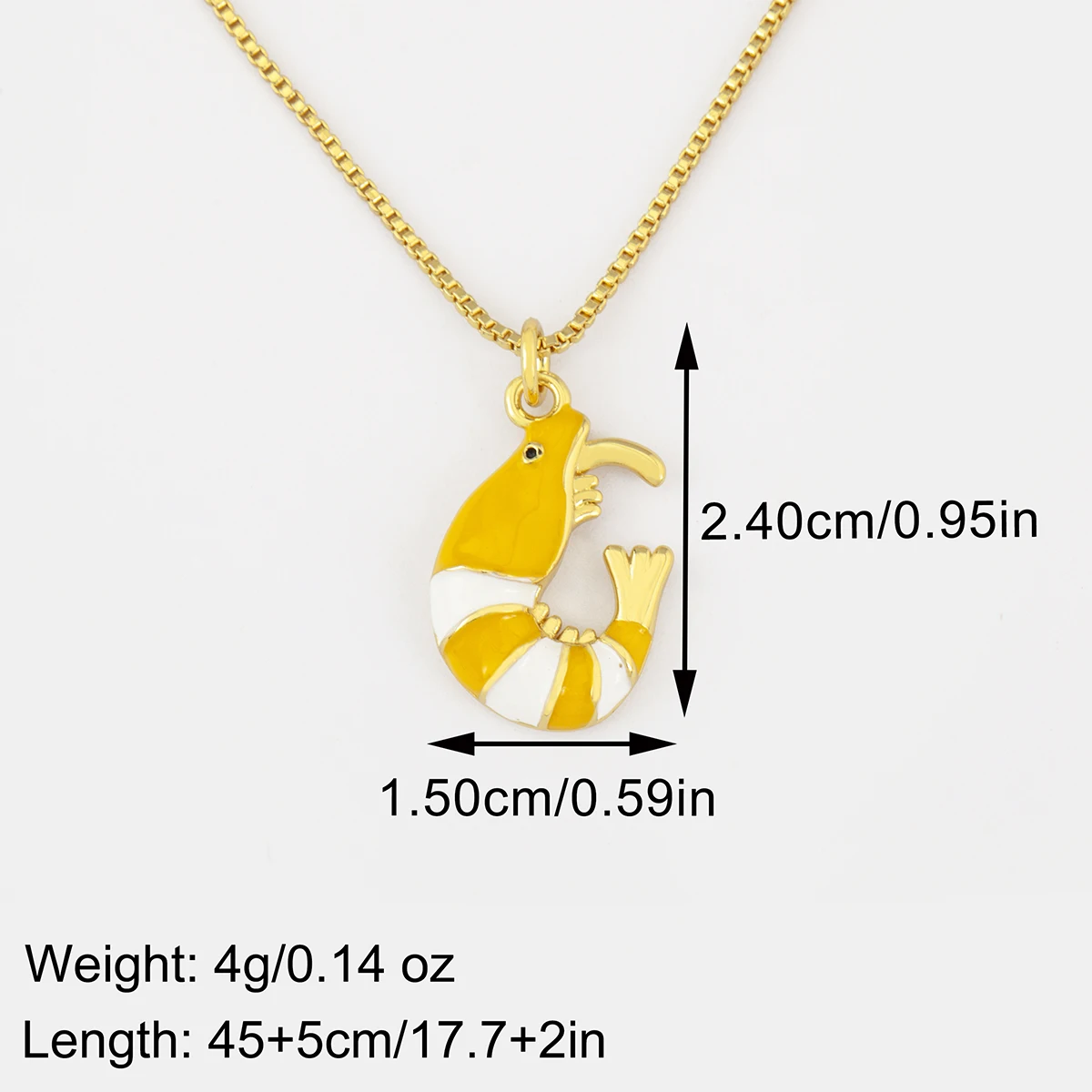 Nidin New Creative Design 3 Colors Choice Shrimp Shape Pendant Necklace For Women Men Enamel Drip Oil Fashion Cute Charm Jewelry