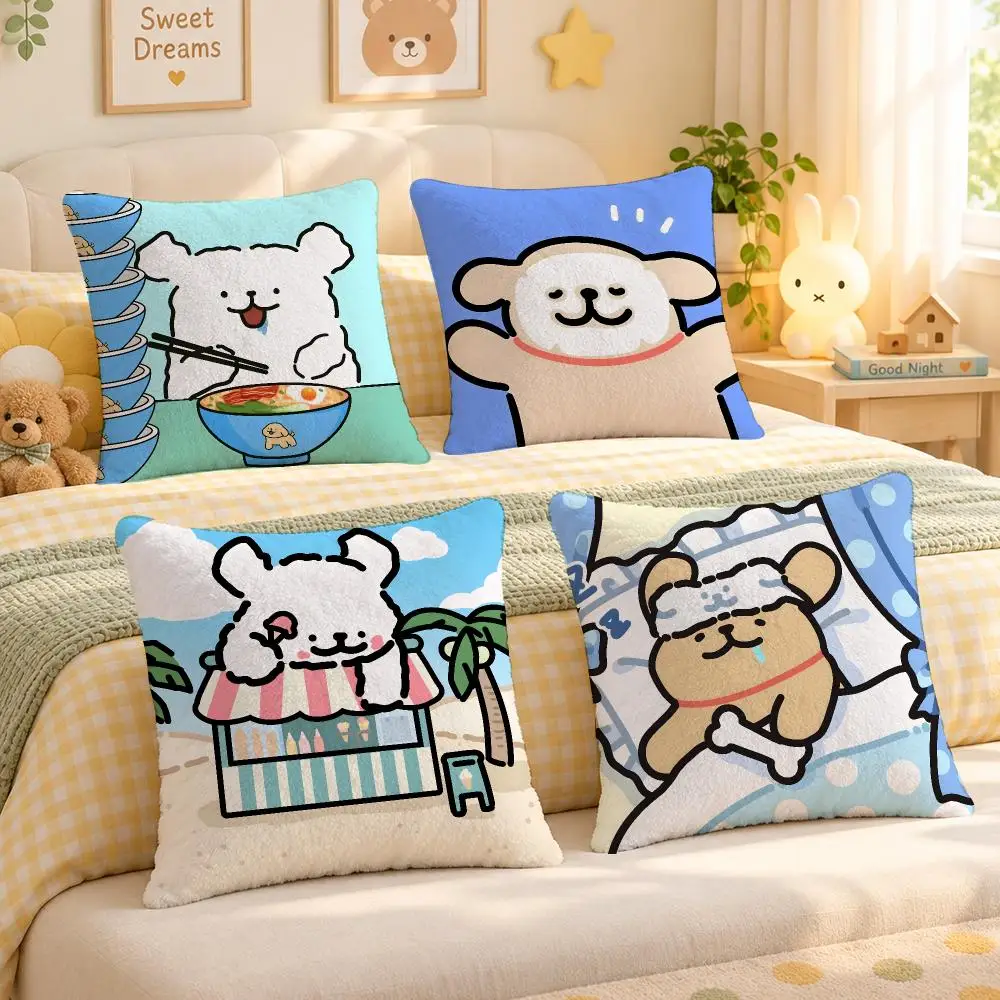 Character Maltese Cute Minimal Cushion Cover Personalized Soft Plush Pillow Living Room Home Sofa Bedroom Office Car Cushion