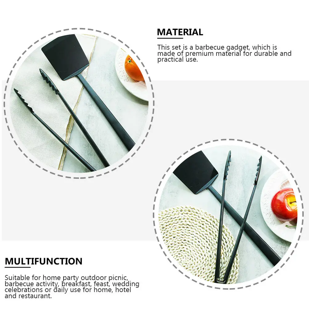 

Outdoor Barbecue Tool Set Dad Food Handle Stainless Steel Tongs Multi Functional