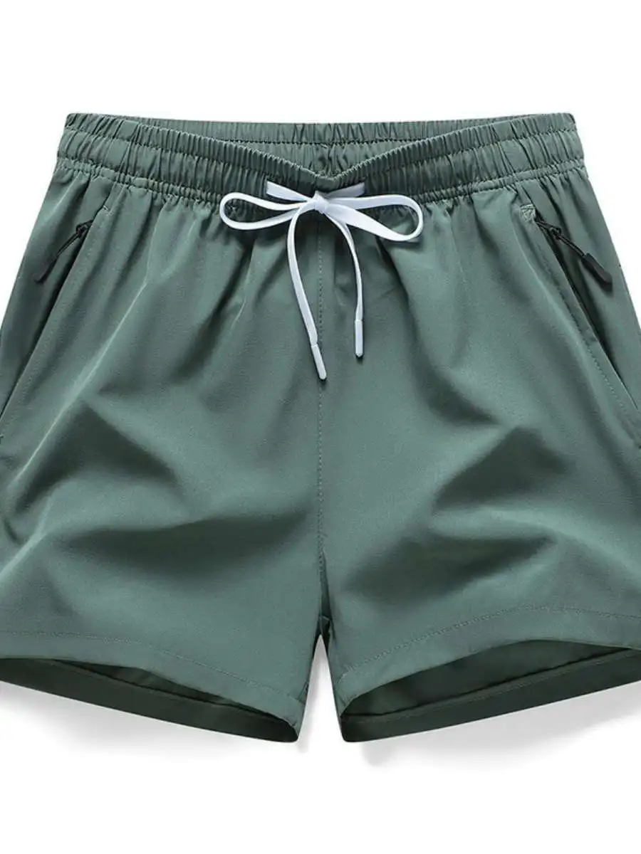 

Lightweight Qui-Dry Breathable Men's orts Ice Silk Beach Pants Spor Casual High Waist Five-Quarter Length Straight Leg