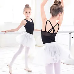 Leotardos de Ballet para niñas, camisola negra, leotardo de gimnasia, tirantes finos, trajes de baile