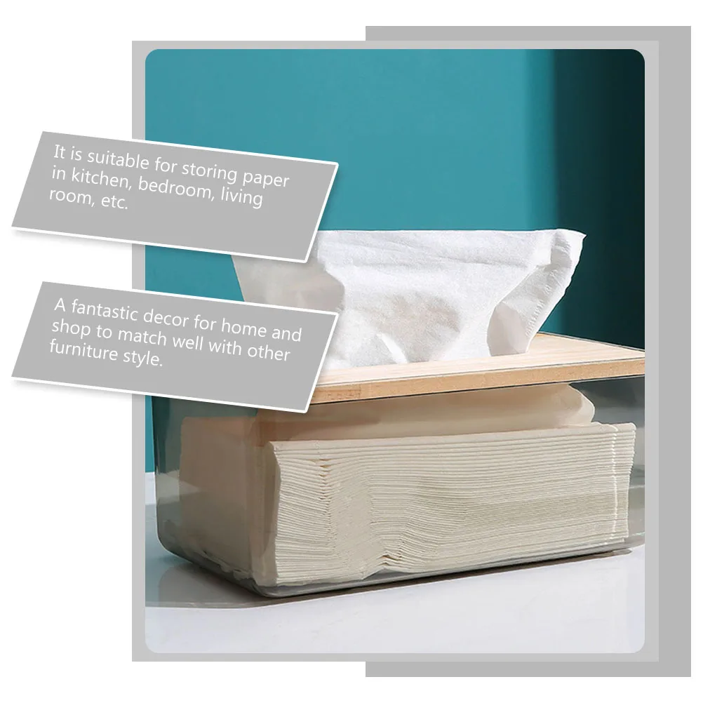 

1pc Wooden Lid Tissue Box Storage Lightweight Pp Material Modern Design Kitchen Bathroom Living Room Nordic Style