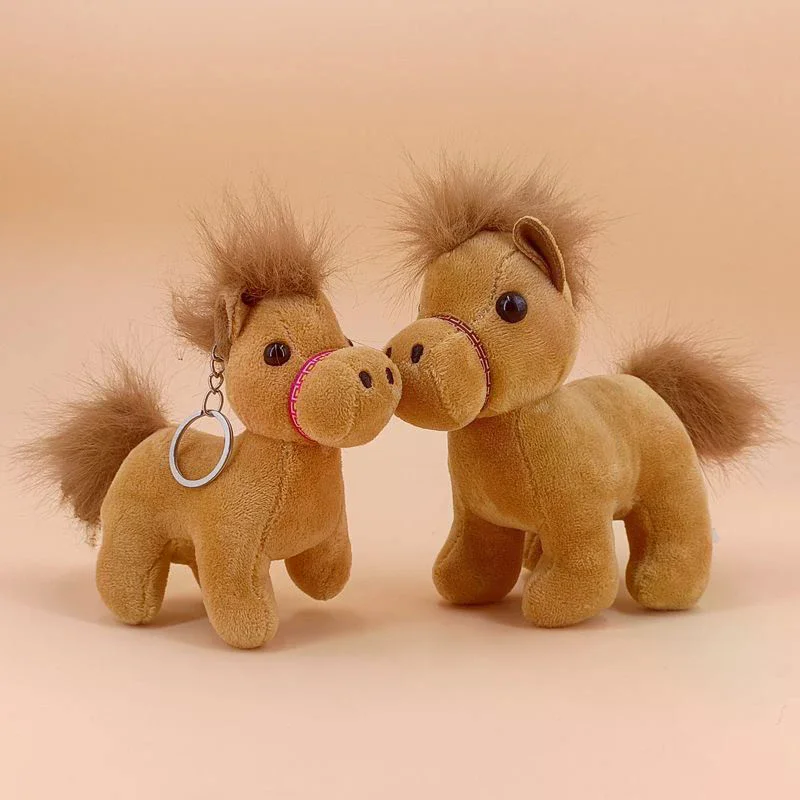 พวงกุญแจตุ๊กตาม้าขนนุ่มน่ารัก การ์ตูนน่ารัก ของตกแต่งกระเป๋าเป้สะพายหลัง กุญแจรถ