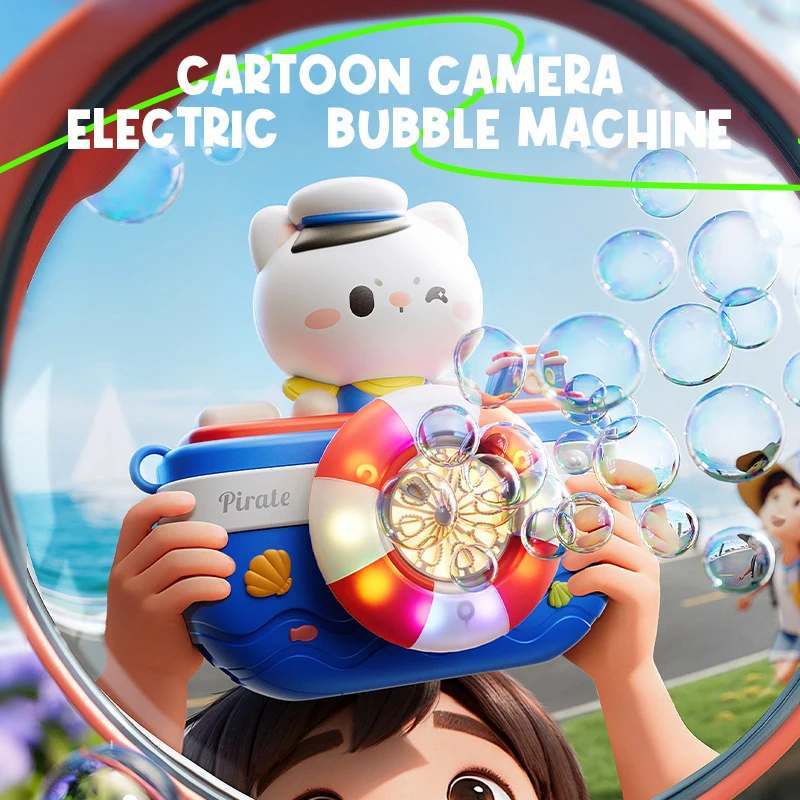 Kids Bubble Machine Camera Toy Automatic Electric Bubble Maker With Light Portable Handheld Bubble Blower For Outdoor Party