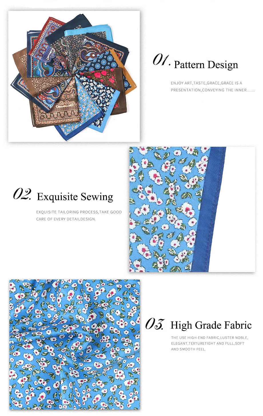 Tailor Smith New Designs Pocket Square Printed Pattern Pocket Square Fashion Men Handkerchief Floral Handkerchief Pocket Men