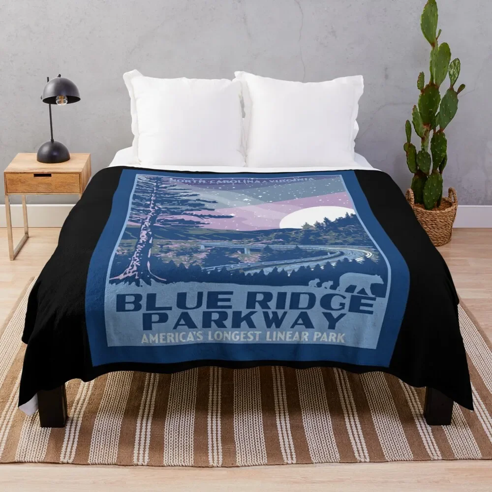 

Blue Ridge Parkway Original Wpa Style National Park\t Throw Blanket Shaggy Soft Plush Plaid Thermal christmas gifts Blankets