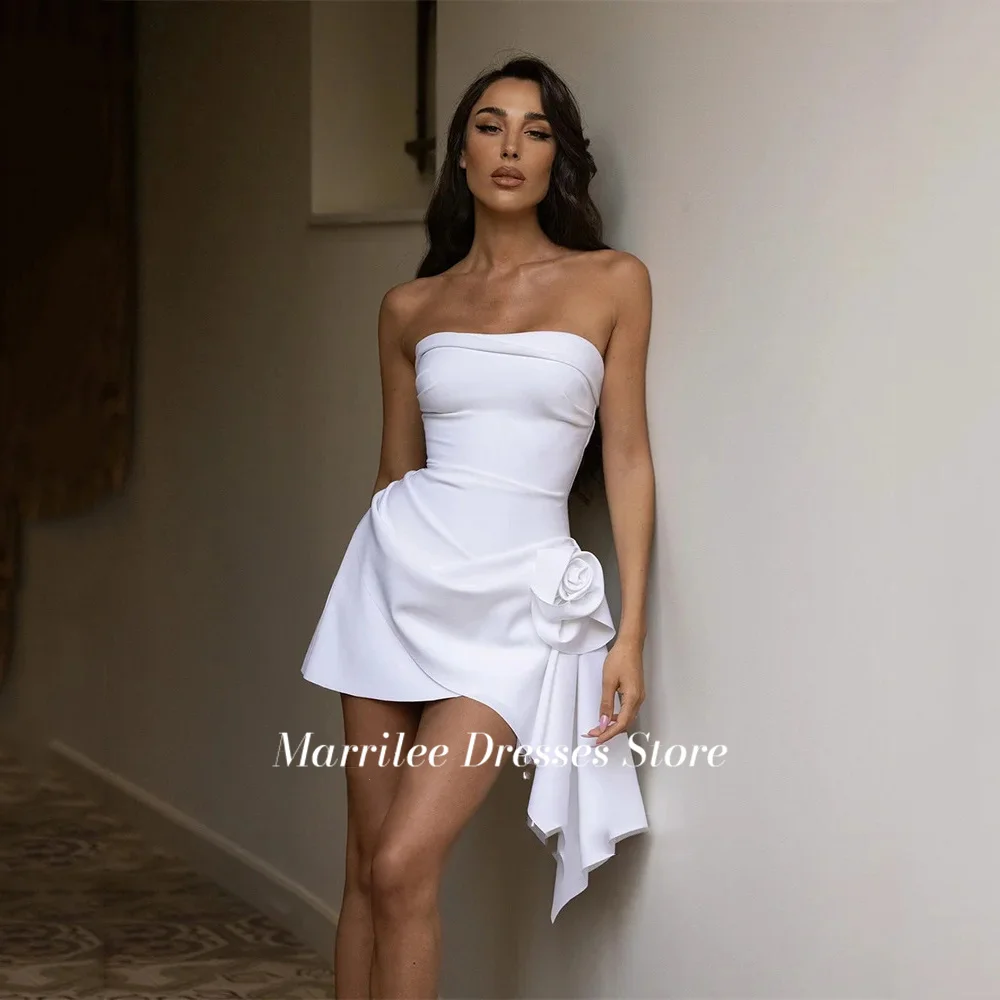 MABLE LEE-Robe de Soirée Courte Sans Bretelles à Fleurs 3D, Tenue Charmante, Mini Chérie, Au-dessus du Genou, Dos Ouvert, Tenue de Bal