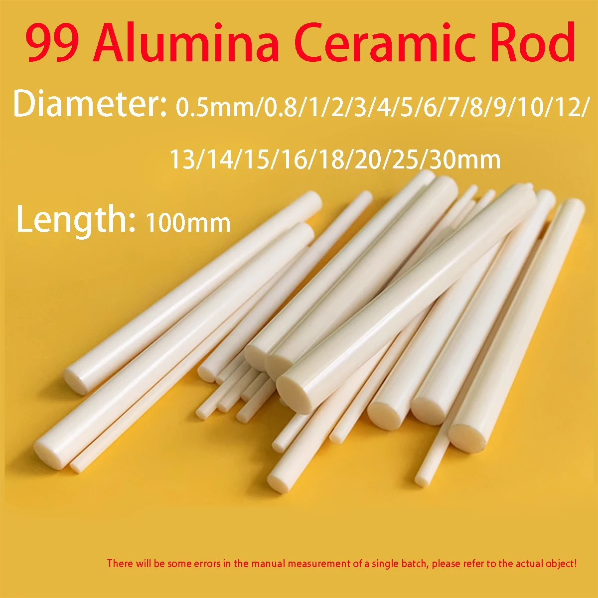 99 Alumina Mirror Ceramic Rod, Insulated, Wear-Resistant, High-Temperature Resistant Corundum Rod, Stirring Rod  Length 100mm