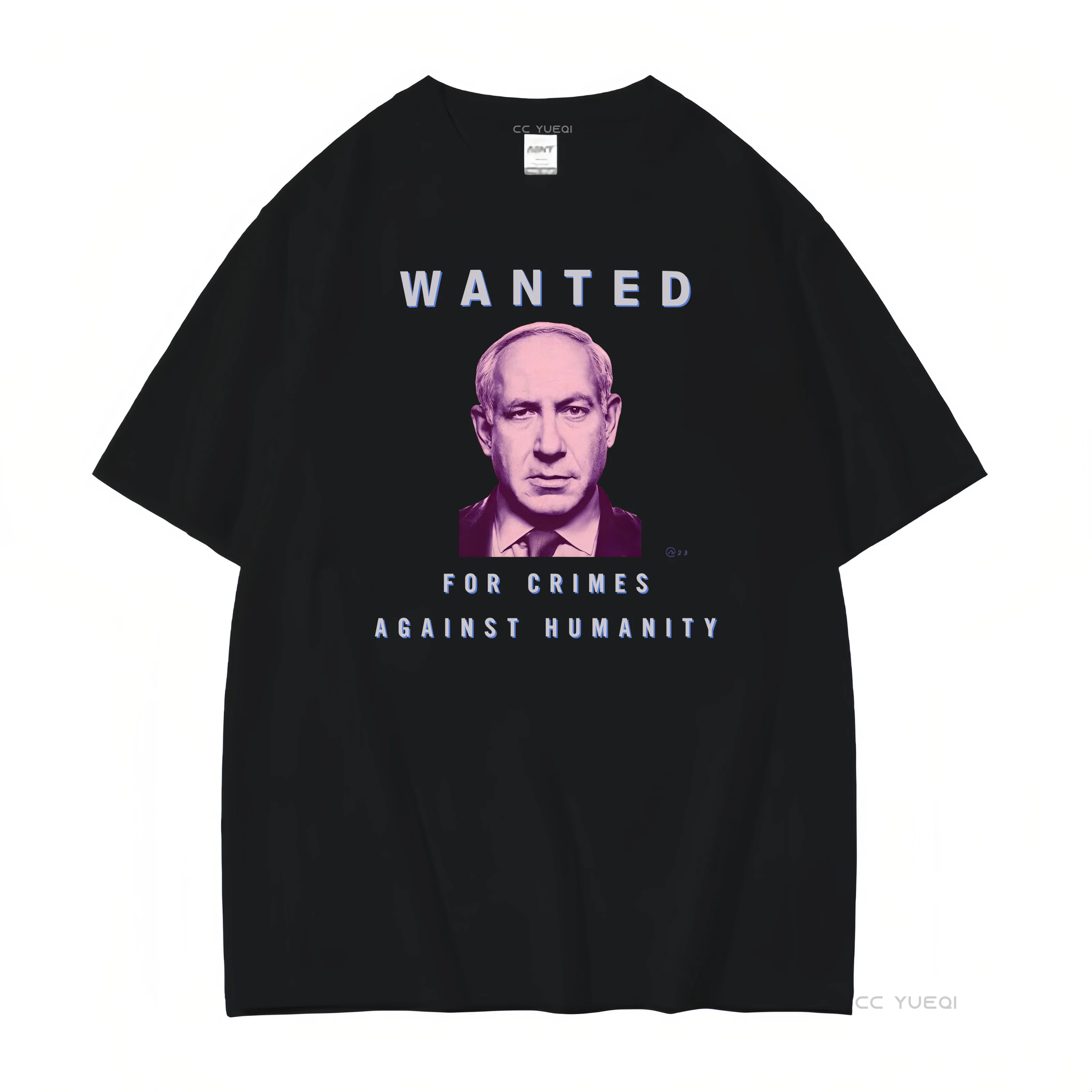 Netanyahu Wanted for Crimes Against Humanity garment dyed heavyweight t shirt long or short sleeves