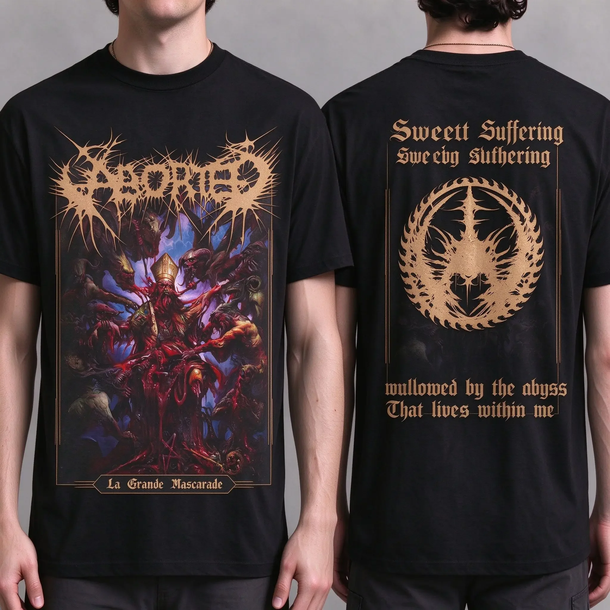 2026 Aborted Death Metal Band La Grande Mascarade Graphic Tee Cotton T Shirt Extreme Metal Concert Merch Vintage  Streetwear Top