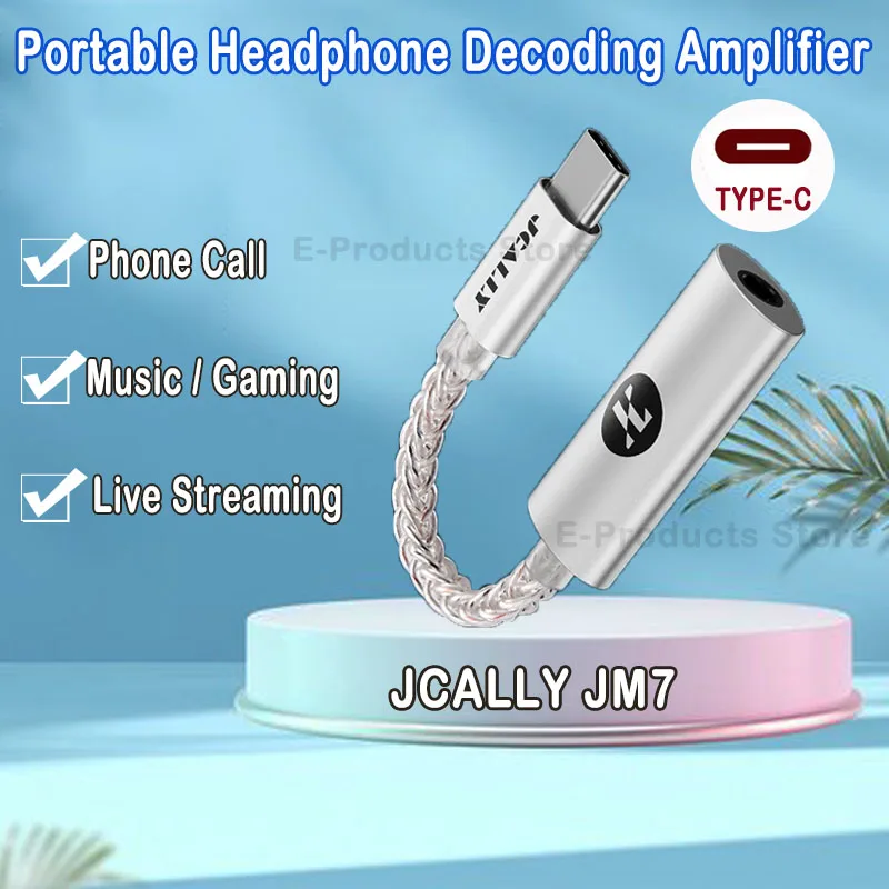 JCALLY JM7 HiFi DAC CX31993 Type C To 3.5mm Digital Audio Cable Decoder For Android Headphone Adapter Decode Amp 32bit/384KHz