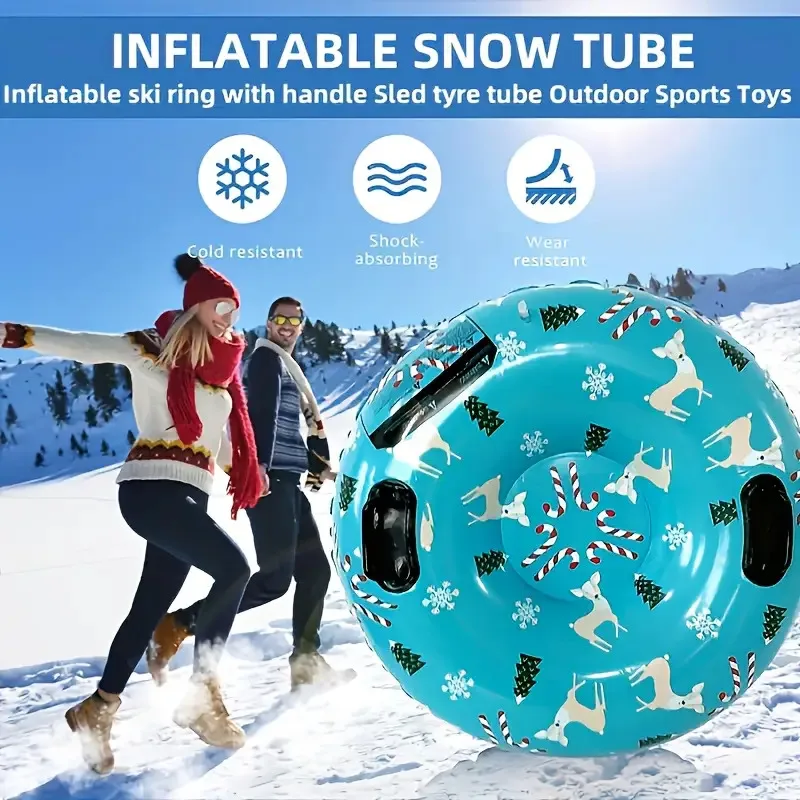 

Christmas Ski Tube Portable sled，Suitable for outdoor winter entertainment、Family Group Party、Christmas Thanksgiving New Year