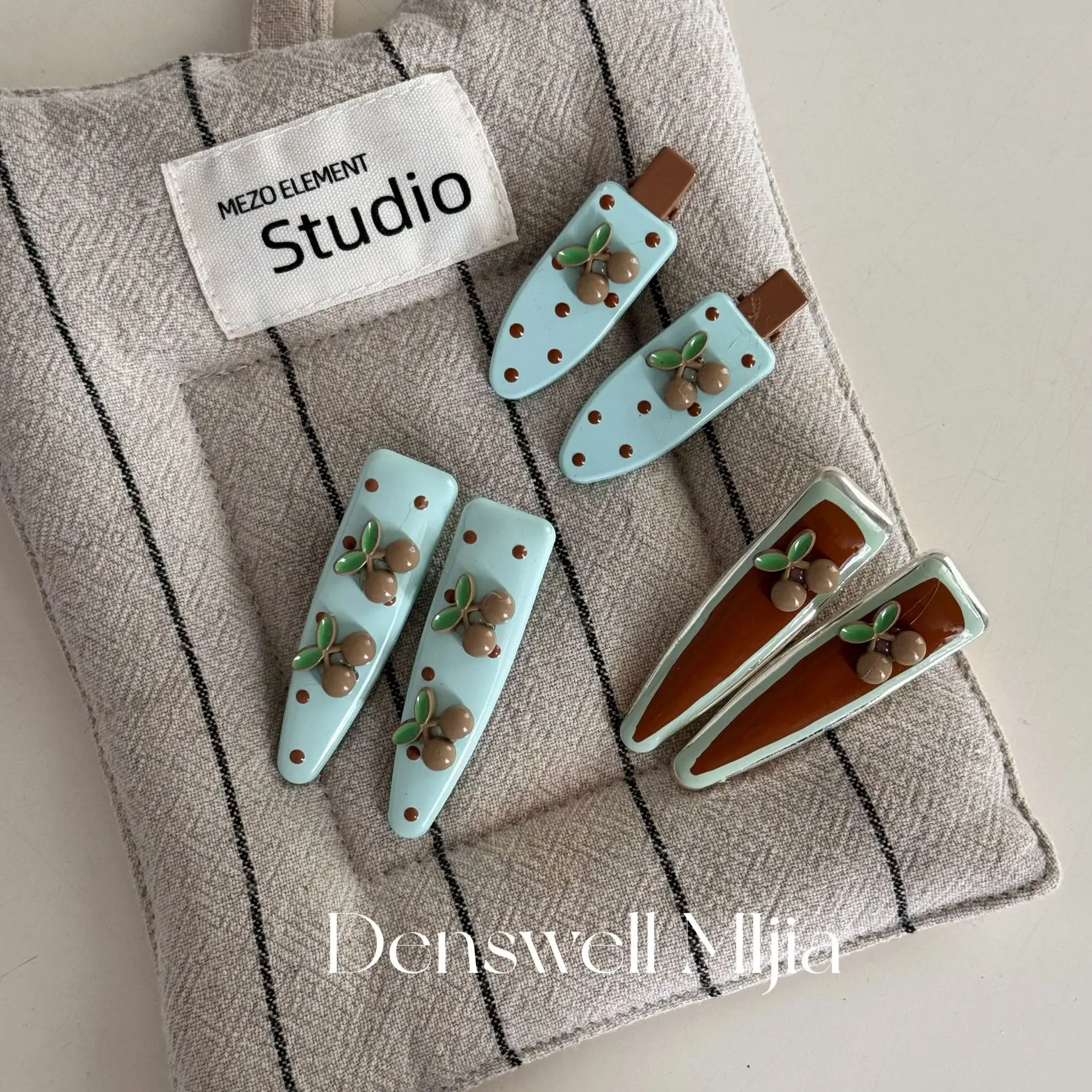 

Корейская светло-коричневая заколка для волос в горошек с вишнево-синими элементами для прически с боковой прядью, милая и нежная заколка с бахромой для женщин