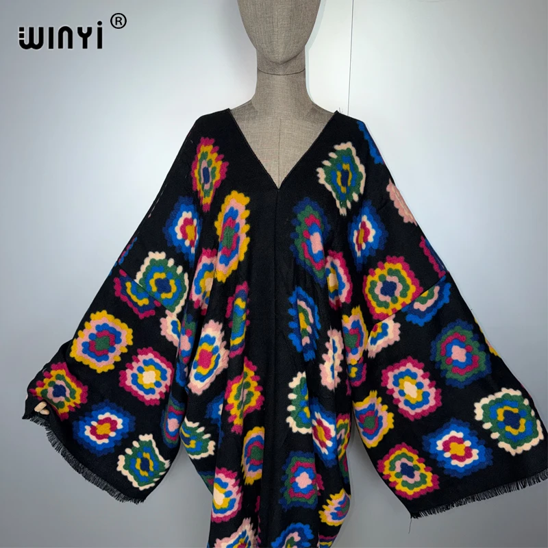 WINYI البوهيمي الراحة الدافئة فساتين راقية أنيقة أفريقيا بوهو الشتاء ماكسي قفطان للنساء حفلة فستان طويل عباية فضفاضة