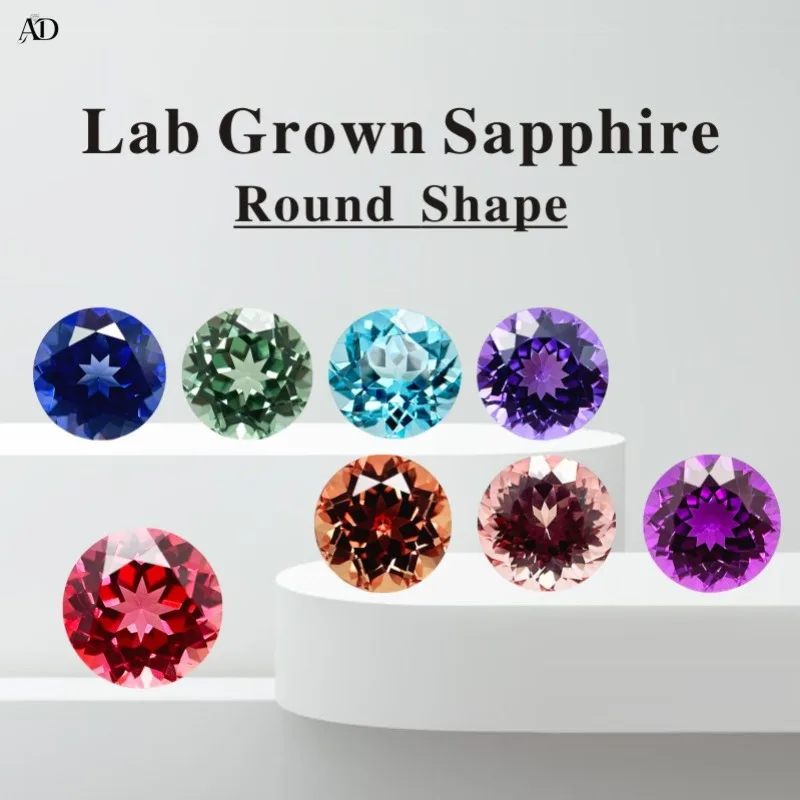 

Lab grown Sapphires Round Cut Multi-color AAA+Clarity Gems For Jewelry Setting&Custom Design Selectable AGL Certificate