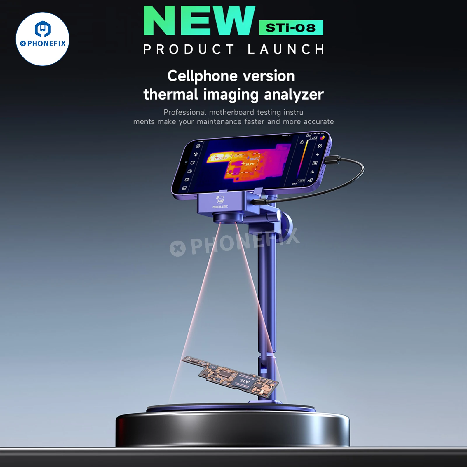 MECÂNICO STI-08 3D Thermal Imager Camera, PCB Analyzer, Placa-mãe do telefone móvel, Detecção de falhas, Diagnóstico, Câmera de Imagem Infravermelha