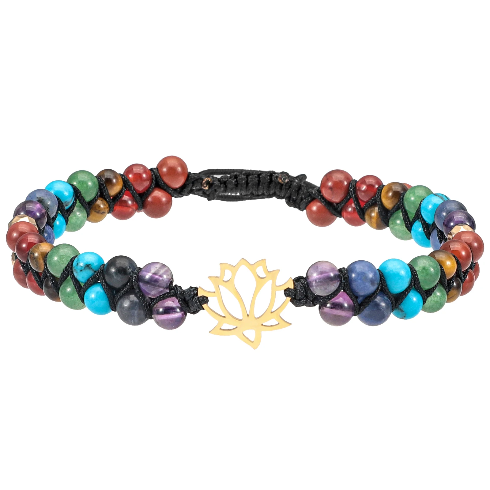 

7-целевой браслет для йоги, рейки, энергетический камень, расшитый бисером, духовный подарок для женщин, регулируемый двойной плетеный браслет