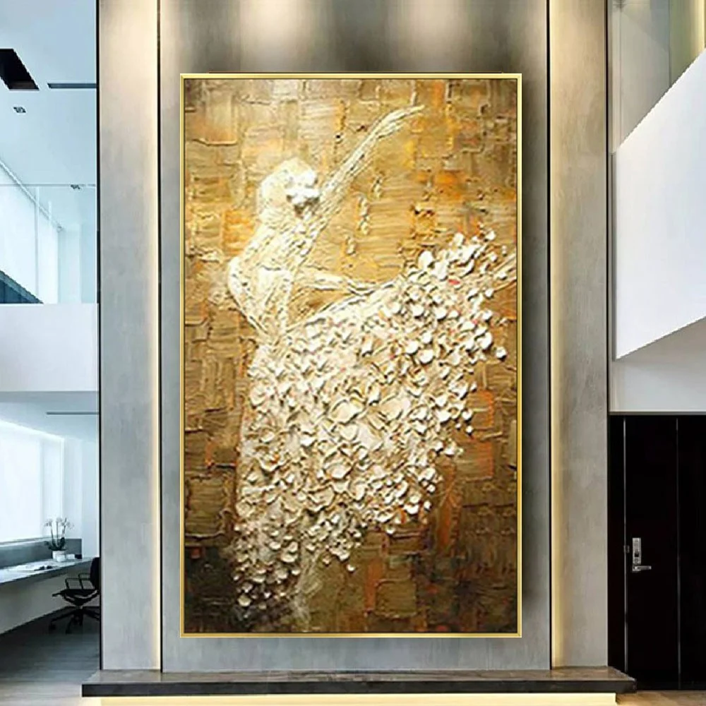 

Painting Decor Living Room Modern Handmade Oil Paintings Abstract Ballet Show Art On Canvas 3d Texture Wall Decorate Picture