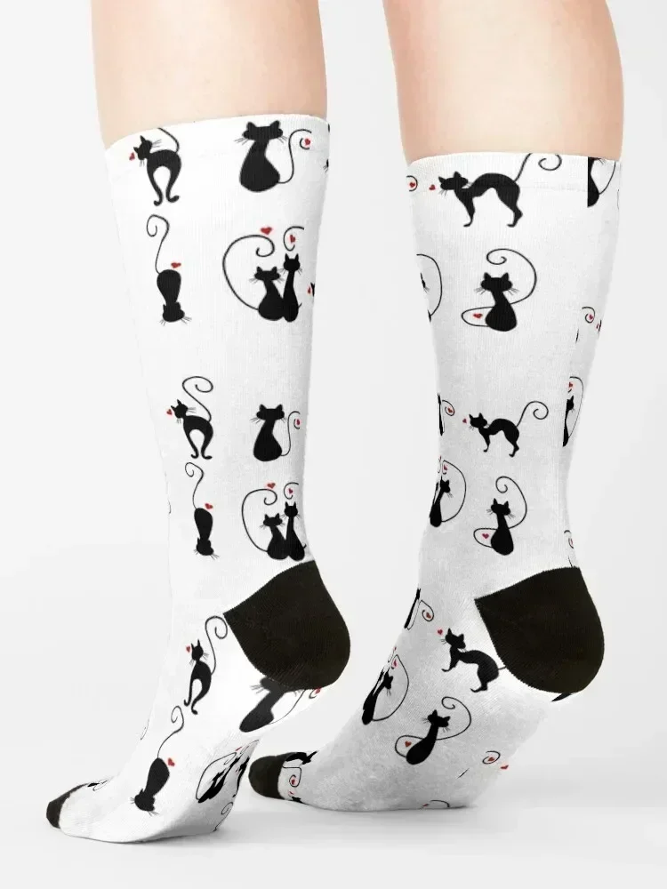 blackcat drawing love cat Socks christmass gift Soccer christmas stocking Stockings compression Ladies Socks Men's