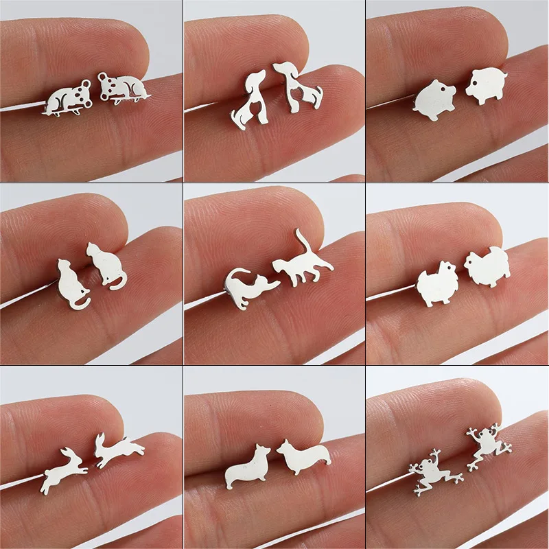 2023 Fashion Cute Animal One Week Earrings Girl Wildcat Rabbit Ear Studs Jewelry Wholesale Hot Sale