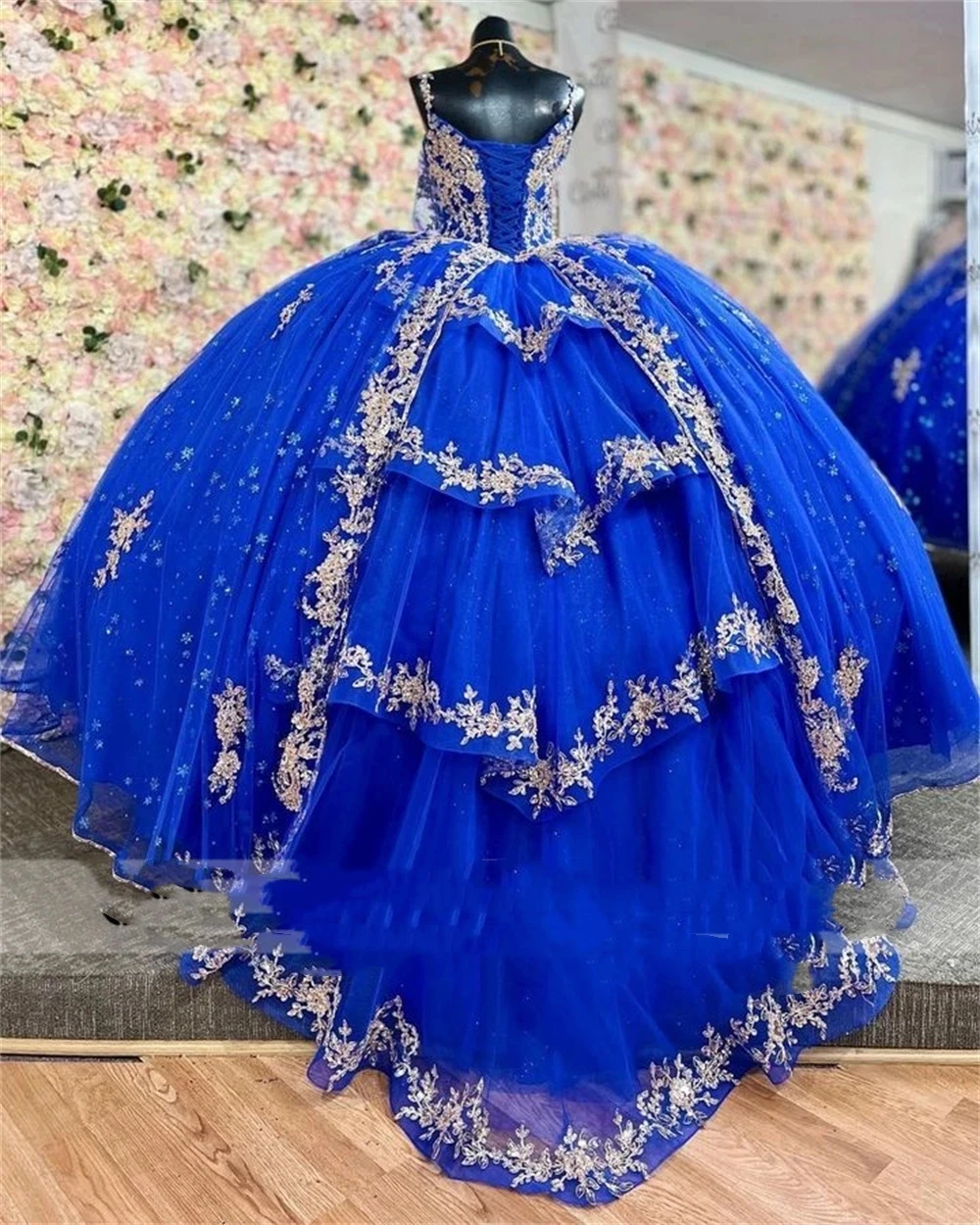 ANGELSBRIDEP Королевского синего цвета, платья для Quinceanera с золотой аппликацией, бальные платья, платья для выпускного вечера, корсет на шнуровке, милые платья 16 цветов