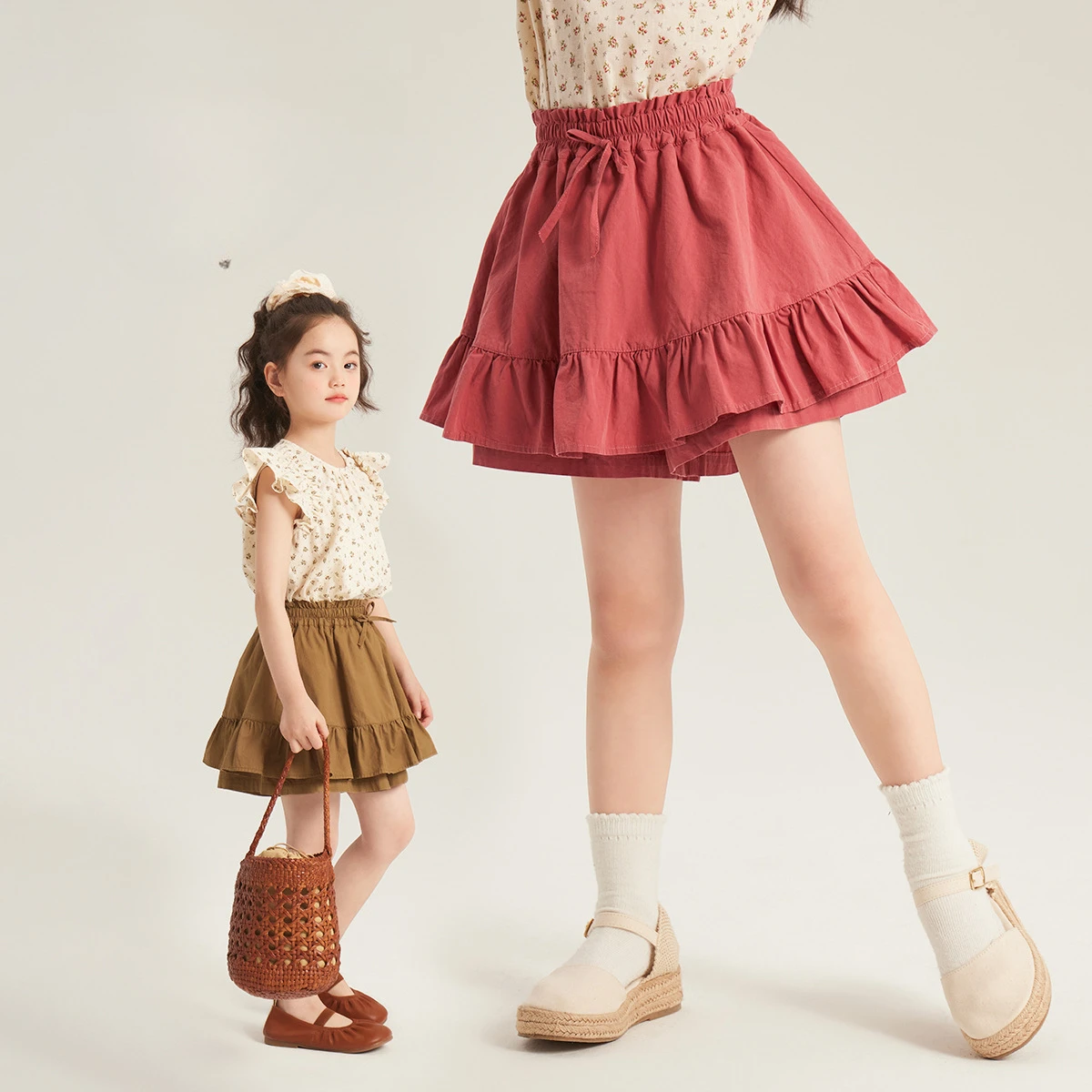 

Girl Skirt Baby Summer Skirt 2024 Summer New Girls Skirts Waist Tie Design Sweet Princess Style Baby Skirts Safety Pants