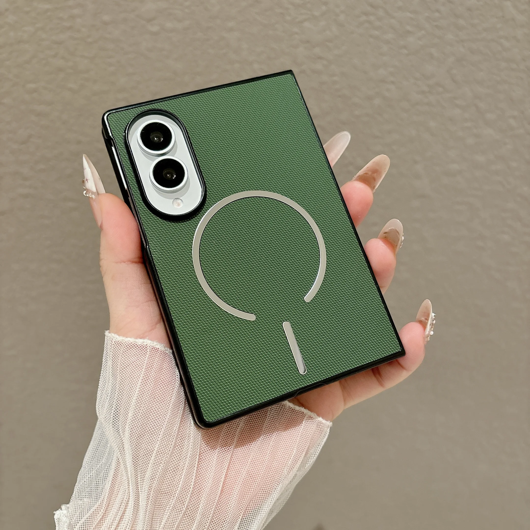 LuxuryTech Fabric Magnetic Hinge for Magsafe Case for Samsung Galaxy Z Fold 8 Ultra Wireless Charging Armor Shockproof Cover