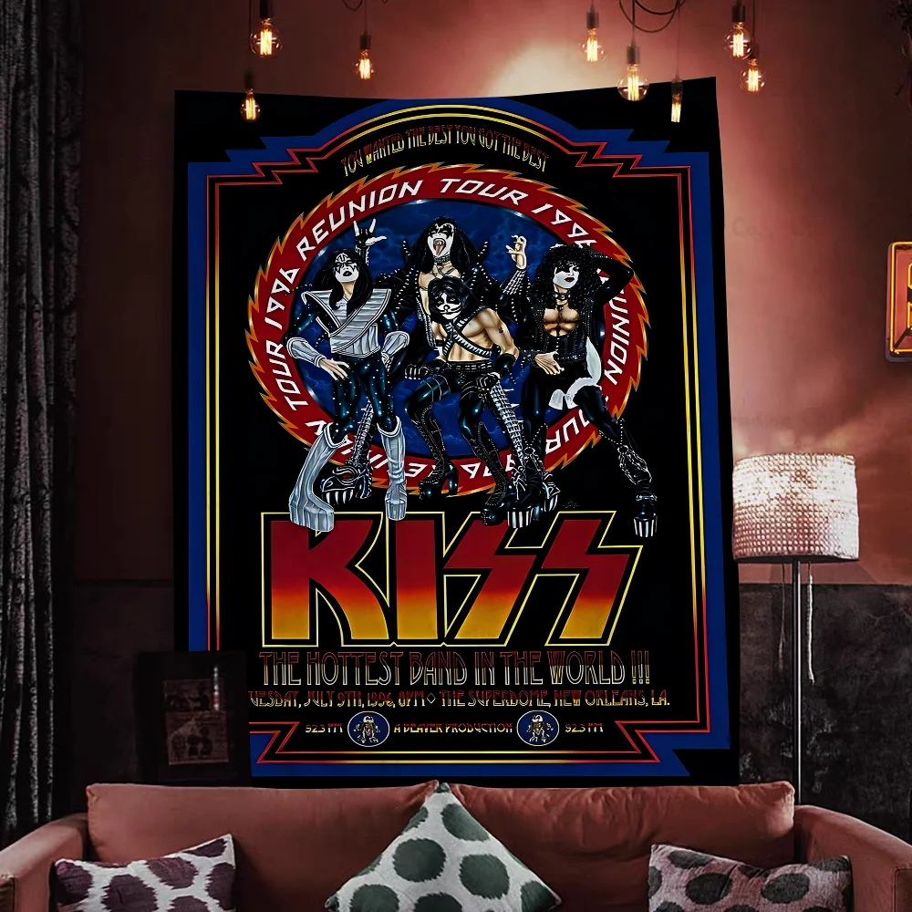 Vintage Heavy Metal Kiss Band Tapestry Art Printing Art Science Fiction Room Home Decor Wall Art Decor