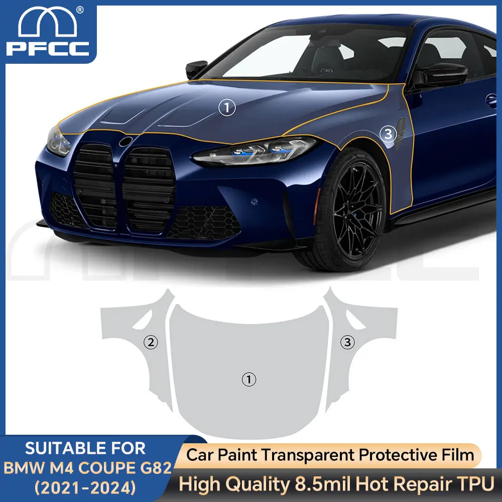 

Custom For BMW M4 Coupe G82 2021-2024 Hood Fender Precut Paint Protection Film PPF TPU Anti-scratch Exterior Transparent Kit Car