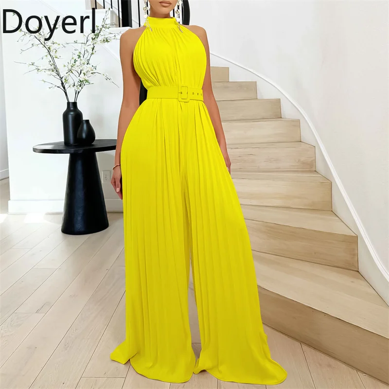 

Doyerl элегантный плиссированный цельный комбинезон женский комбинезон для дня рождения, клуба, вечеринки, свободный крой с высокой талией, официальный комбинезон Combinaison