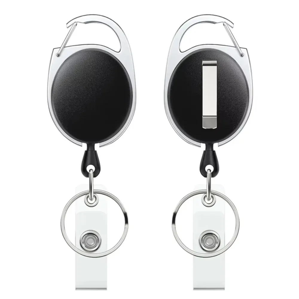Black Retractable Badge Holder 1Pc – Heavy Duty Work ID Card Reel with Clip, Student Meal Card Holder for Office School