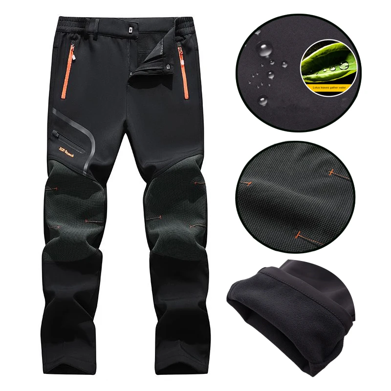Pantalones de esquí para hombre, pantalones de nieve para acampar, forro polar, impermeables, aislados para invierno, senderismo, trabajo al aire libre, caza