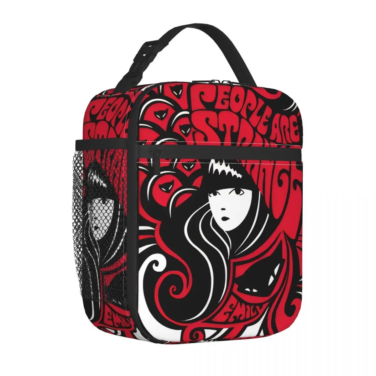 E-Emily The Strange Insulated Lunch Bag Portable Cartoon Reusable Thermal Bag Tote Lunch Box College Picnic Men Women