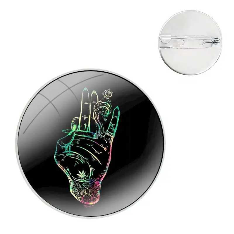 Weed Cigarette Smoking Tobacco Glass Dome Brooches Badge Pins For Clothes Hat Shirt Lapel Bag