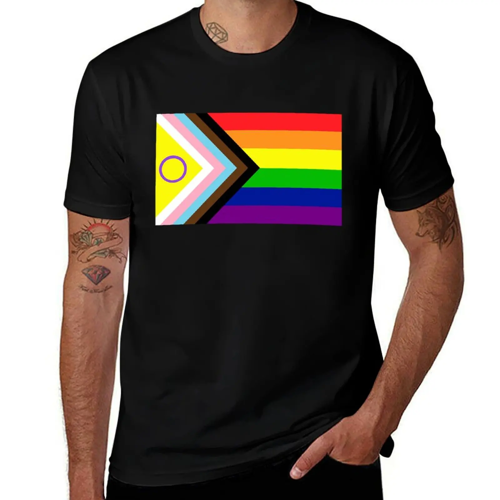 

2021 Intersex-Inclusive Progress Pride Flag Active T-Shirt t shirt man casual t shirt for man T-Shirt