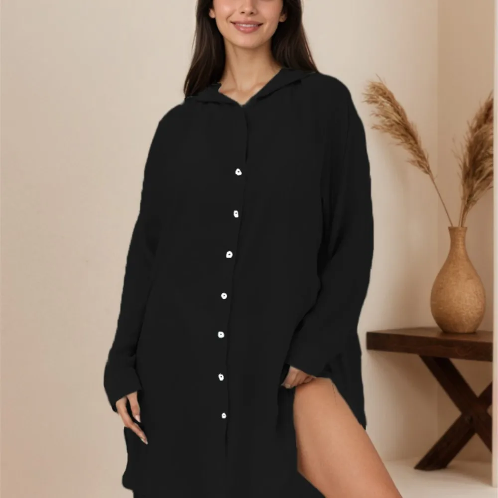 

Spring Summer Beach Jacket Women's Shirt Style Vacation Solid Color Cardigan Bikini Swimsuit Cover-up Sun Protection Clothing