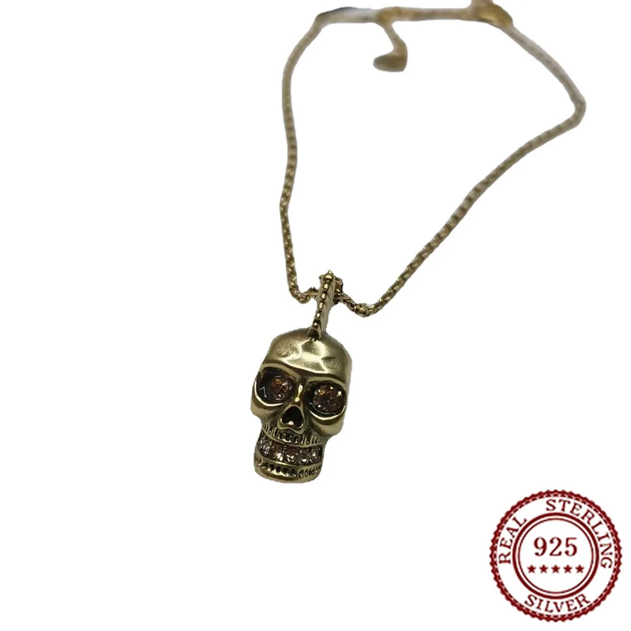 

2025 модный классический комплект с черепом Супермена, бриллиантовое ожерелье для женской личности, ретро-ожерелье с головой призрака для пары