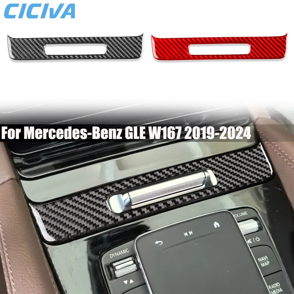 

Carbon Fiber Car Accessories Center Console Cup Holder Panel Interior Cover Trim Sticker For Mercedes-Benz GLE W167 2019-2024