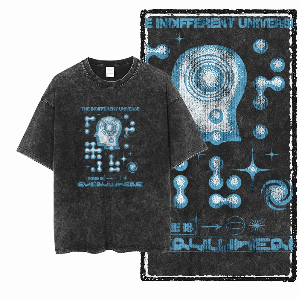 ZF STREETWEAR Printed Cotton Acid Washed Exclusive Graphic Unisex T Shirt Cool Vintage retro Men Tshirts Big Size Tee for men image 2